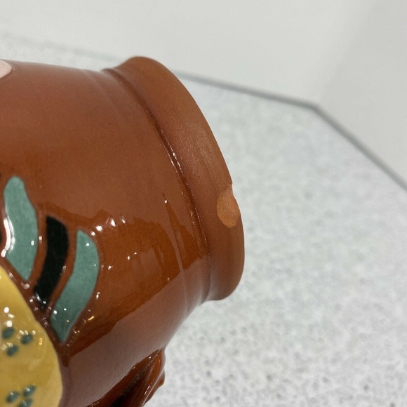 Pritchett & Shelby 1991 Art Pottery Mug redware colorful whimsical fish w/FLAW - Picture 11 of 11